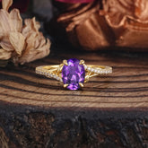 Luxury 4-Prong Oval Cut Natural Amethyst Engagement Ring