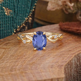 Artistic Twisted Shank Oval Cut Tanzanite Engagement Ring