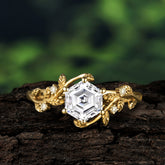 Luxury Nature-Inspired Hexagonal Moissanite Engagement Ring