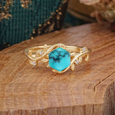 Luxury Nature-Inspired 6 Prong Hexagonal Turquoise Engagement Ring