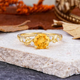 Heirloom-Grade 4 Prong Round Cut Citrine Ring