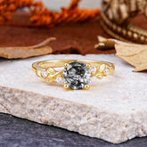 Heirloom-Grade 4 Prong Round Cut Black Rutilated Quartz Ring