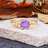 Heirloom-Grade 4 Prong Round Cut Natural Amethyst Ring