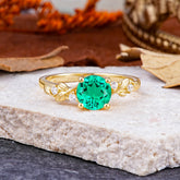 Heirloom-Grade 4 Prong Round Cut Emerald Ring