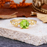 Heirloom-Grade 4 Prong Round Cut Peridot Ring