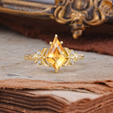 Luxury Nature-Inspired Kite-Cut Citrine Engagement Ring