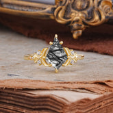 Luxury Nature-Inspired Kite-Cut Black Rutilated Quartz Engagement Ring