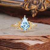 Luxury Nature-Inspired Kite-Cut Aquamarine Engagement Ring