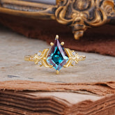 Luxury Nature-Inspired Kite-Cut Alexandrite Engagement Ring