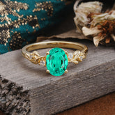 4 Prong Oval Emerald Gold Ring for Timeless Love