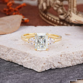 Vintage - Style Emerald Cut Moissanite Ring