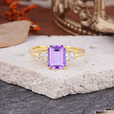 Vintage - Style 4 Prong Emerald Cut Amethyst Ring