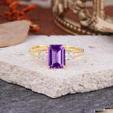 Vintage - Style 4 Prong Emerald Cut Amethyst Ring