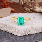 Vintage - Style 4 Prong Emerald Cut Emerald Ring