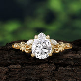 Romantic 4-Prong Pear-Cut Moissanite Engagement Ring
