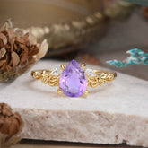 Romantic 4-Prong Pear-Cut Amethyst Engagement Ring