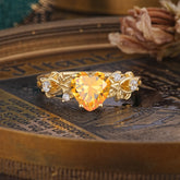 Woodland 4 Prong Heart Citrine Wedding Ring