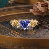 Woodland 4 Prong Heart Tanzanite Wedding Ring