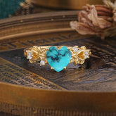 Woodland 4 Prong Heart Turquoise Wedding Ring