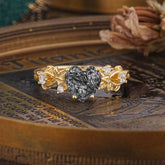 Woodland 4 Prong Heart Black Rutilated Quartz Wedding Ring