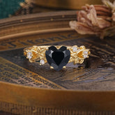 Woodland 4 Prong Heart Black Onyx Wedding Ring