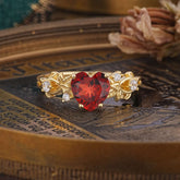 Woodland 4 Prong Heart Garnet Wedding Ring