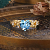 Woodland 4 Prong Heart Aquamarine Wedding Ring