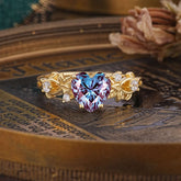 Woodland 4 Prong Heart Alexandrite Wedding Ring