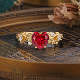 Woodland 4 Prong Heart Ruby Wedding Ring