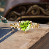Romantic Heart Shape Nature-Inspired Peridot Engagement Ring