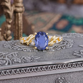 Boho 4 Prong Oval Tanzanite Wedding Ring