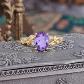 Boho 4 Prong Oval Amethyst Wedding Ring