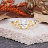 Nature Inspired 4 Prong Heart Shaped Moissanite Wedding Ring