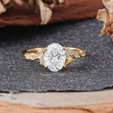 Retro Nature-Inspired 4-Prong Oval-Cut Lab Diamond Engagement Ring