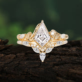 Luxury Nature-Inspired 4-Prong Kite-Cut Moissanite Engagement Ring Set