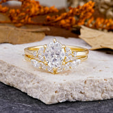 Luxury 6-Prong Oval-Cut Moissanite Engagement Ring Set
