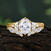 Luxury 6-Prong Oval-Cut Moissanite Engagement Ring Set