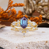 The Graceful Hexagon - Cut 6 Prong Alexandrite Engagement Ring