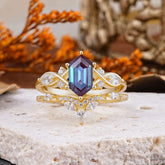 The Graceful Hexagon - Cut 6 Prong Alexandrite Engagement Ring