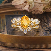 Luxury Oval Cut Citrine Engagement Ring