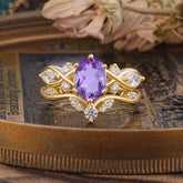 Luxury Oval Cut Amethyst Engagement Ring