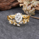 Nature-Inspired Oval Cut Moissanite Engagement Ring Set