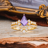Luxury Kite-Cut Natural Amethyst Engagement Ring