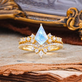 Luxury Kite-Cut Natural Moonstone Engagement Ring