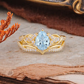 Romantic 5-Prong Pear Cut Aquamarine Stacking Ring