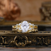 Nature-inspired 4-Prong Oval Cut Lab Diamond Stacking Ring