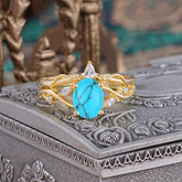 Enchanted 4-Prong Oval Cut Turquoise Stacking Ring
