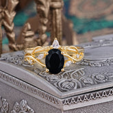 Enchanted 4-Prong Oval Cut Black Onyx Stacking Ring