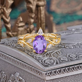 Enchanted 4-Prong Oval Cut Natural Amethyst Stacking Ring
