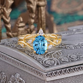 Enchanted 4-Prong Oval Cut Aquamarine Stacking Ring